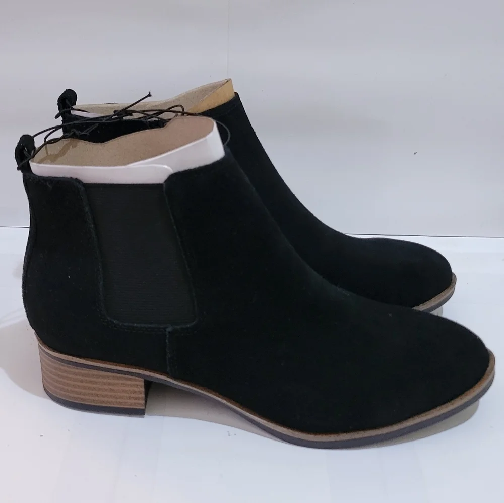 White Mountain Women's Ankle Boots Block Heel‎ Chelsea Black Suede
